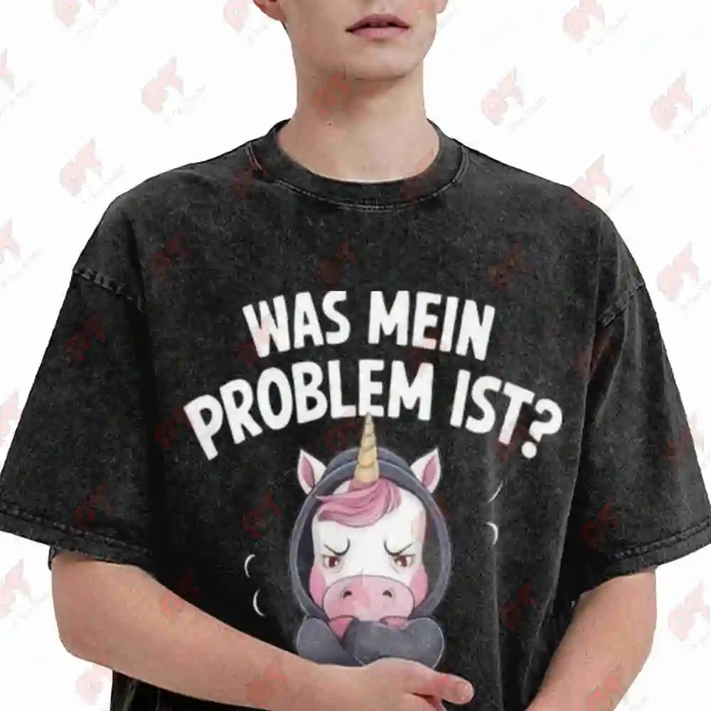 Black Unicorn Was Mein Problem Ist Menschen Vintage Washed Tee Pure Cotton T-Shirt