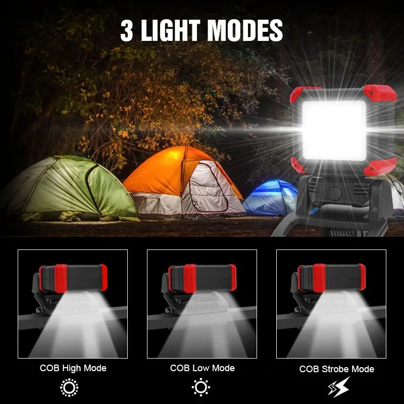 Super Bright LED Work Light Rechargeable COB Magnetic Clamping Work Light with Clip 270 ° Rotatable Portable