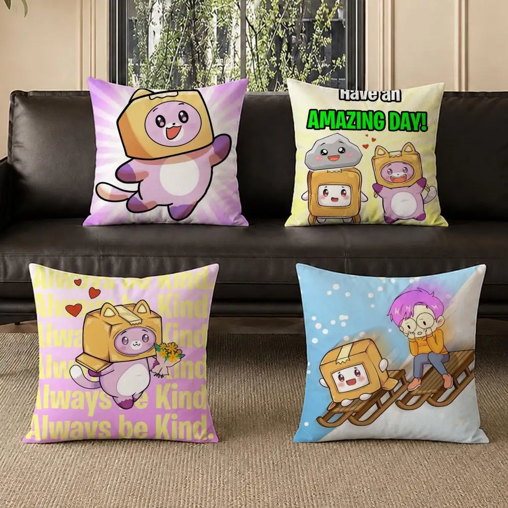 Cartoon L-Lankybox Cushion Cover Washable Soft Thick Cushion Cover Decorative Pillowcase for Sofa Living Room Home