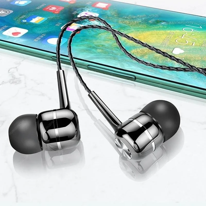 Wired Earphones with Microphone 4mm in-Ear Heavy Bass Line Control Call Noise Reduction Gaming Headset for Multiple Phone Models