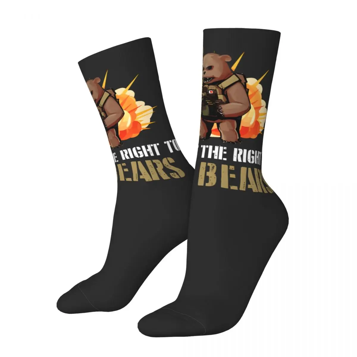 Vintage Genius Men's compression Socks Unisex Arm Bears Harajuku Seamless Printed Novelty Crew Sock