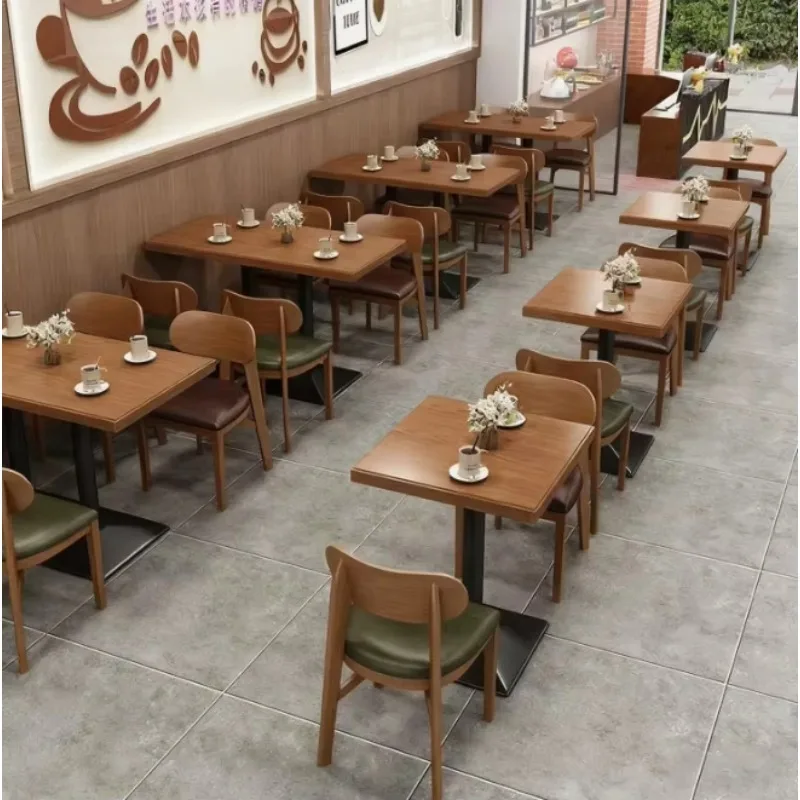 Modern Commercial Cafe Furniture Restaurant Furniture Set Complete Cafe Ash Wood square Restaurant Table and Chair
