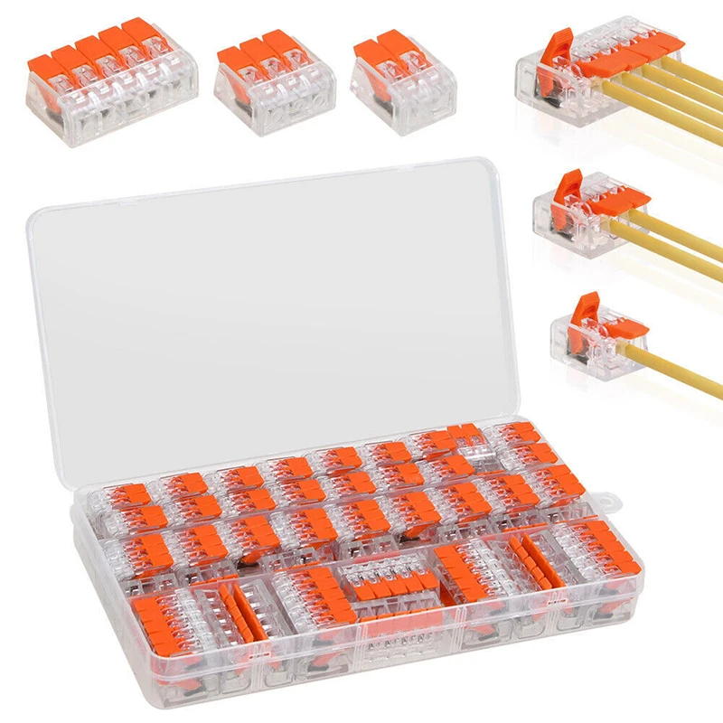 75 Boxed Quick Connect Blocks Kv221 Transparent Connector 2-position 3-position Copper Parallel Device Tool