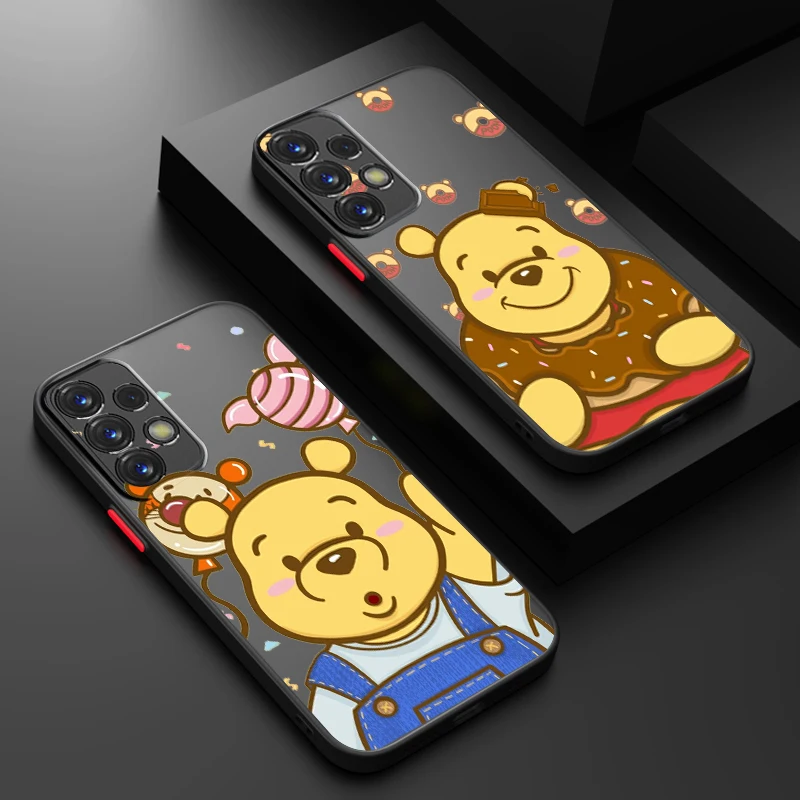 019-Winnie The Pooh Cartoon Cute Frosted Translucent For Samsung Note 20 A35 A03 A54 A31 A22 A34 A14 A24 A04 A55 5G TPU