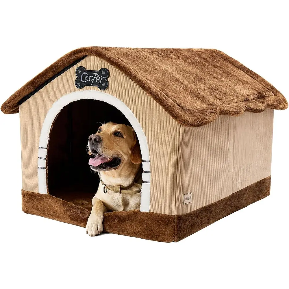 

Large Insulated Dog Cave Bed, Jumbo Size for 50-90 lb Dogs, Brown