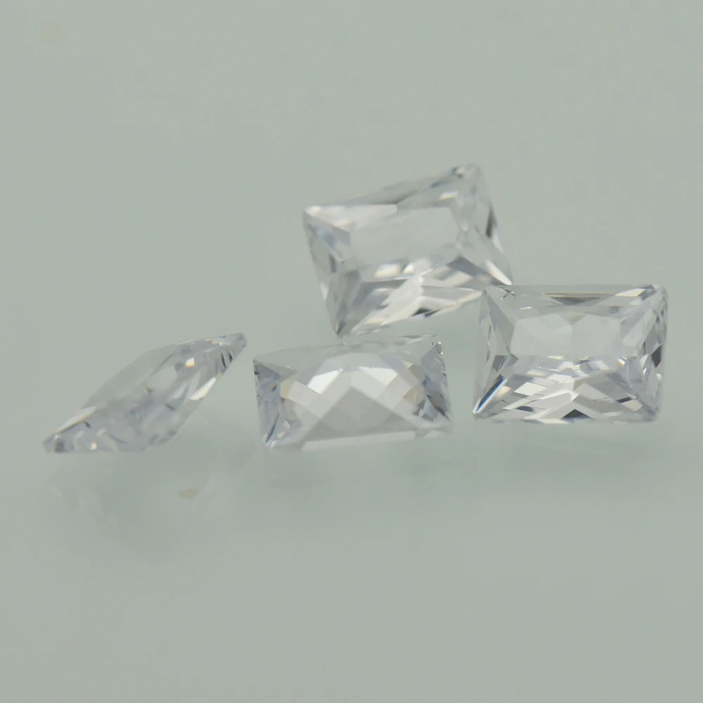 

Limpid White Rectangle Shape Size 2x4~15x20mm High Quality Machine Cut Wholesale Loose Cubic Zirconia CZ Stone