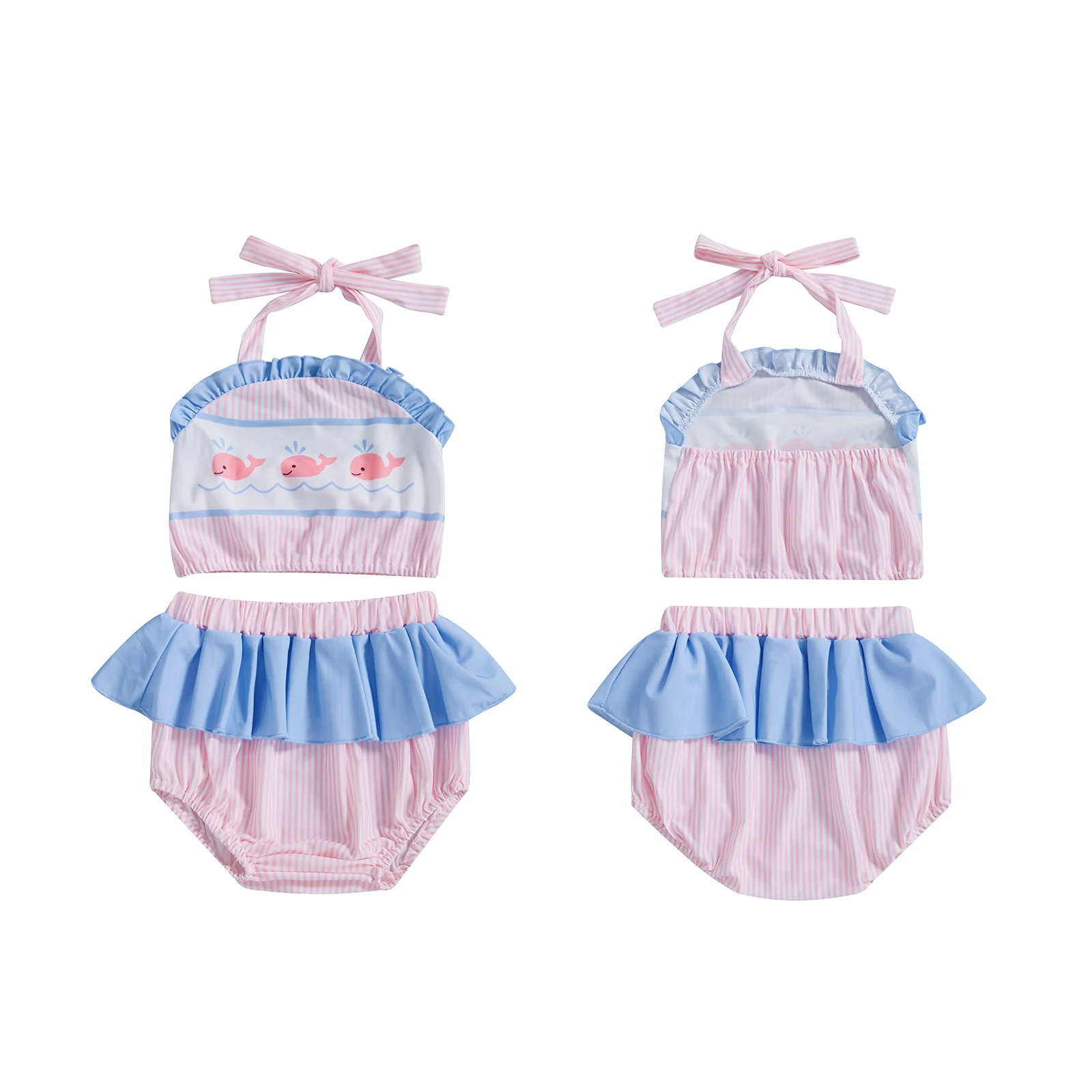 Fashion Baby Girls Sleeveless Halter Top Bikini Bottom Set Summer Bathing Suits 2025 New Toddler Girls Two Piece Swimsuits