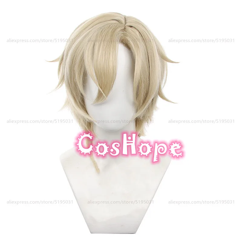 HSR Aventurine Cosplay Wig 40cm Short Hair Khaki Wig Cosplay Anime Cosplay Wigs Heat Resistant Synthetic Wigs