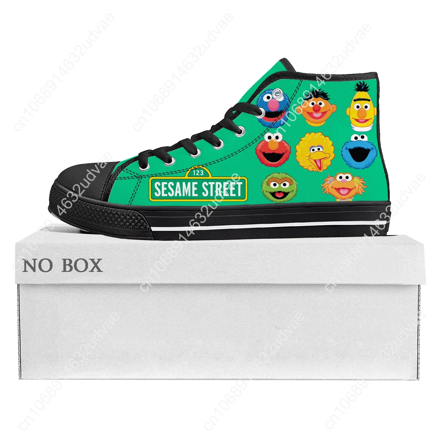 รองเท้าผ้าใบลายการ์ตูน Elmo Sesame Street High TOP ผู้ชายผู้หญิงวัยรุ่นรองเท้าผ้าใบผ้าใบคุณภาพสูงรองเท้าคู่รักแบบสั่งทำ