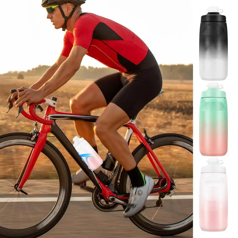 Cycling Squeeze Water Bottle Cycling & Sports Squeeze Bottle Biking Bottle Easy Squeeze Bottle Gradient Color 620ml Squeeze Fits