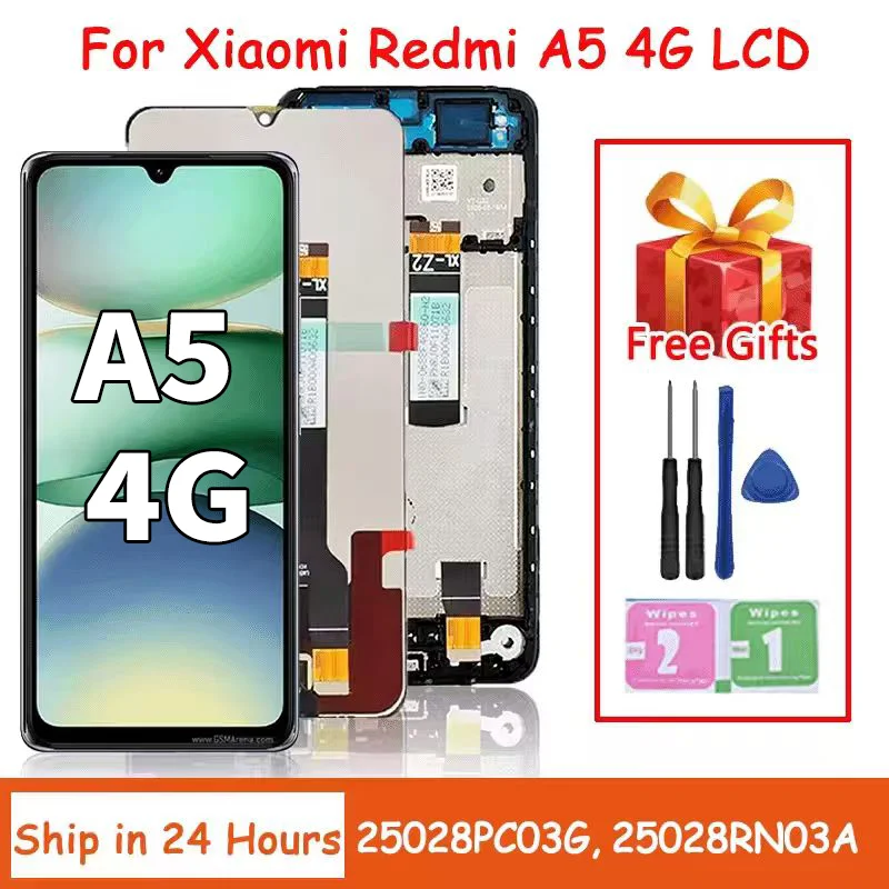Tela de 6.88 polegadas para Xiaomi Redmi A5 25028PC03G, conjunto de tela sensível ao toque e digitalizador para Redmi A5 4G LCD 25028RN03A