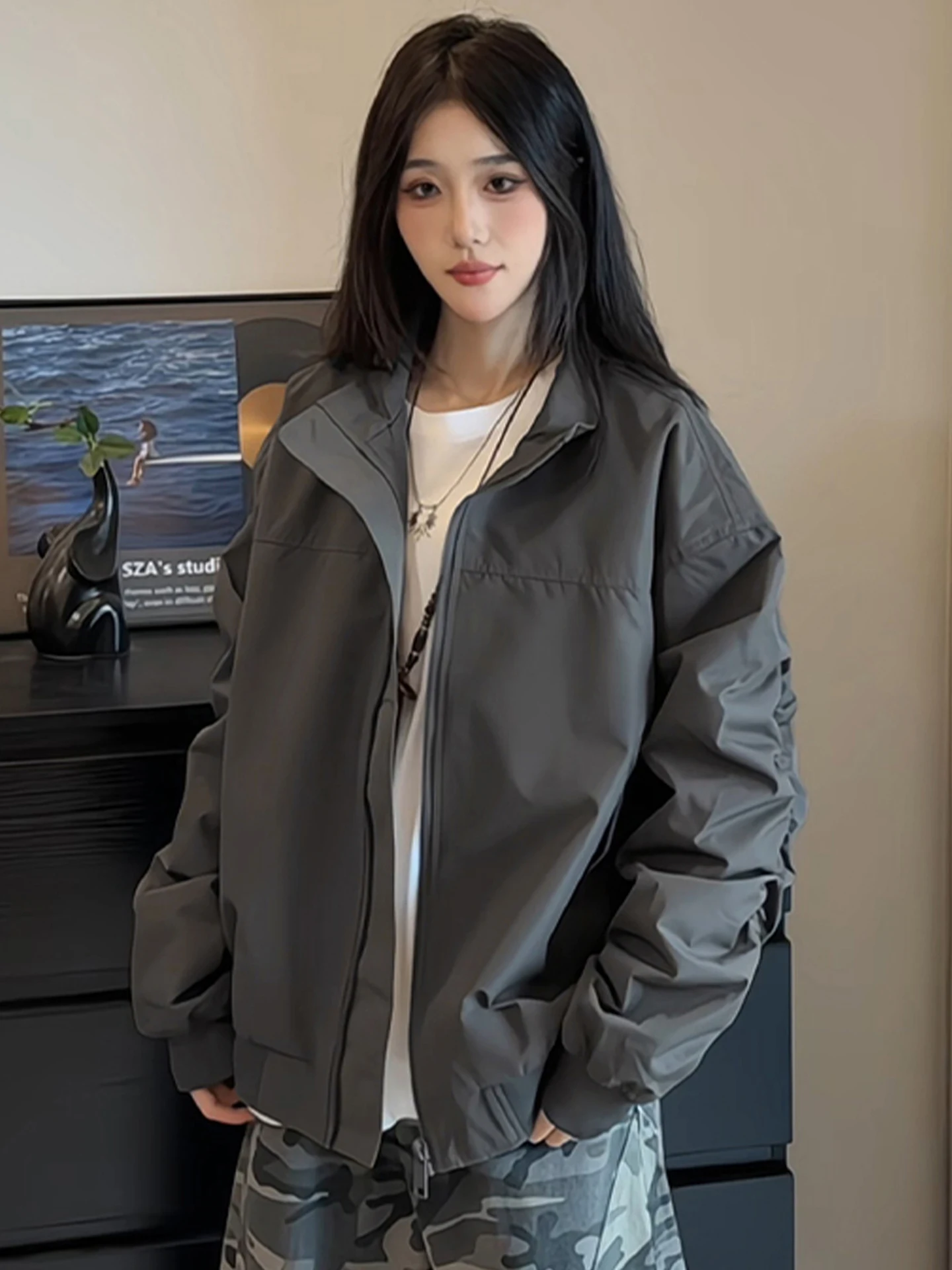 

Harrington Tee-Proof ort Baseball Jaet Men's American High Street Sle Cleanfit Outerwear Resistant to Water Oil And Dirt