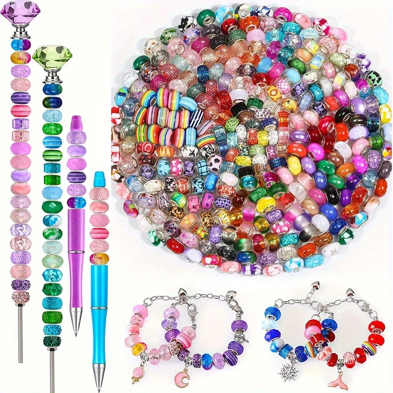 100 Pcs Mixed Color Large Hole Resin Spacer Beads, Colorful Decorative Beads for DIY Pen, Keychain, Bracelet, Necklace & Jewelry