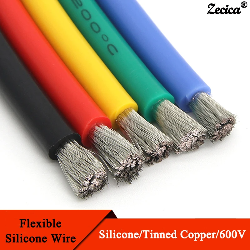 

1/5/10m Flexible Silicone Cable 26 24 22 20 18 16 14 12 10 8 AWG Car Battery Automotive Wiring Heat-resistant Electrical Wires