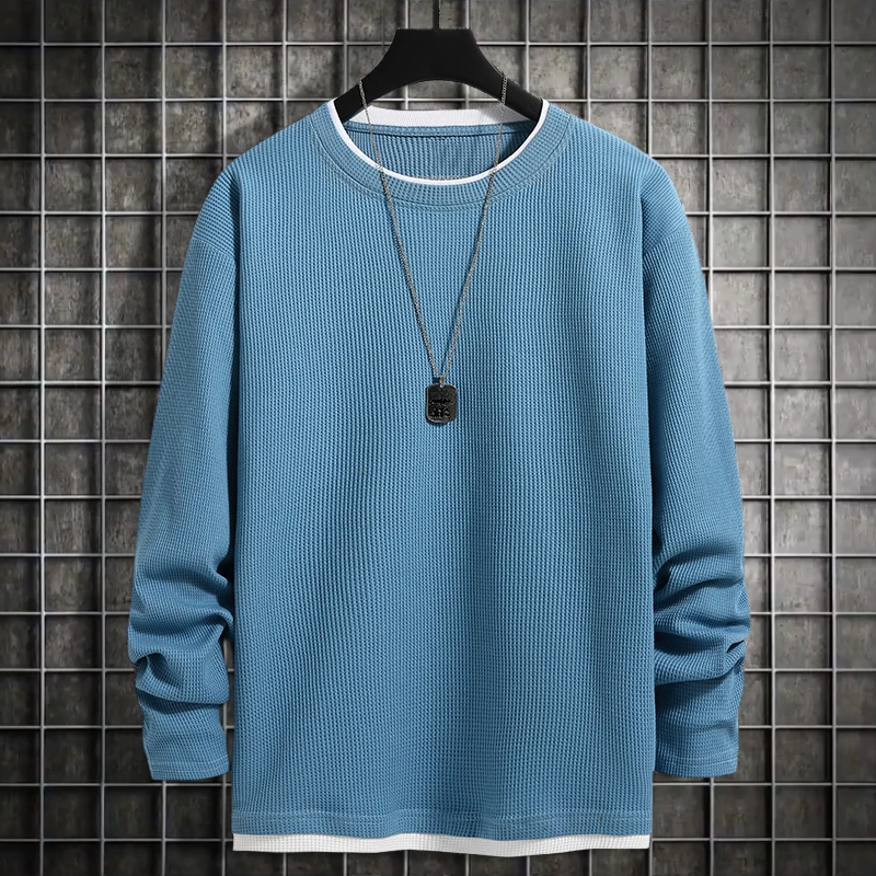 Loose Fit Men's Long Sleeve Hoodie Sweatshirt Fleece Lined Autumn Winter Fashion Outerwear T-Shirt Youth Trend round Neck