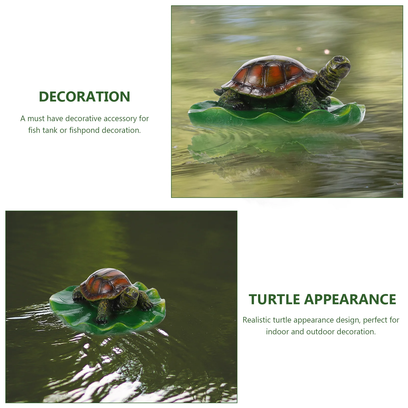 

1Pcs Floating Turtle Ornament Realistic Pond Decor Lightweight Resin Craft for Fish Tank Outdoor Garden Decoration