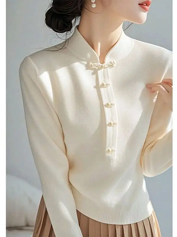 جديد الصينية Sle ضوء الاتجاه الوطني f عالية طوق سترة المرأة محبوك قاعدة irt تخفيف Sle سليم صالح طويل Sve #5