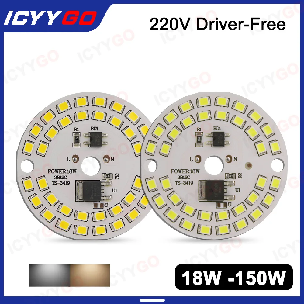 15W 18W 24W 40W 50 W80W 100W 150W LED AC220V Driver-Free High-Voltage Industrial And Mining Lamp Downlight PCB Light Board