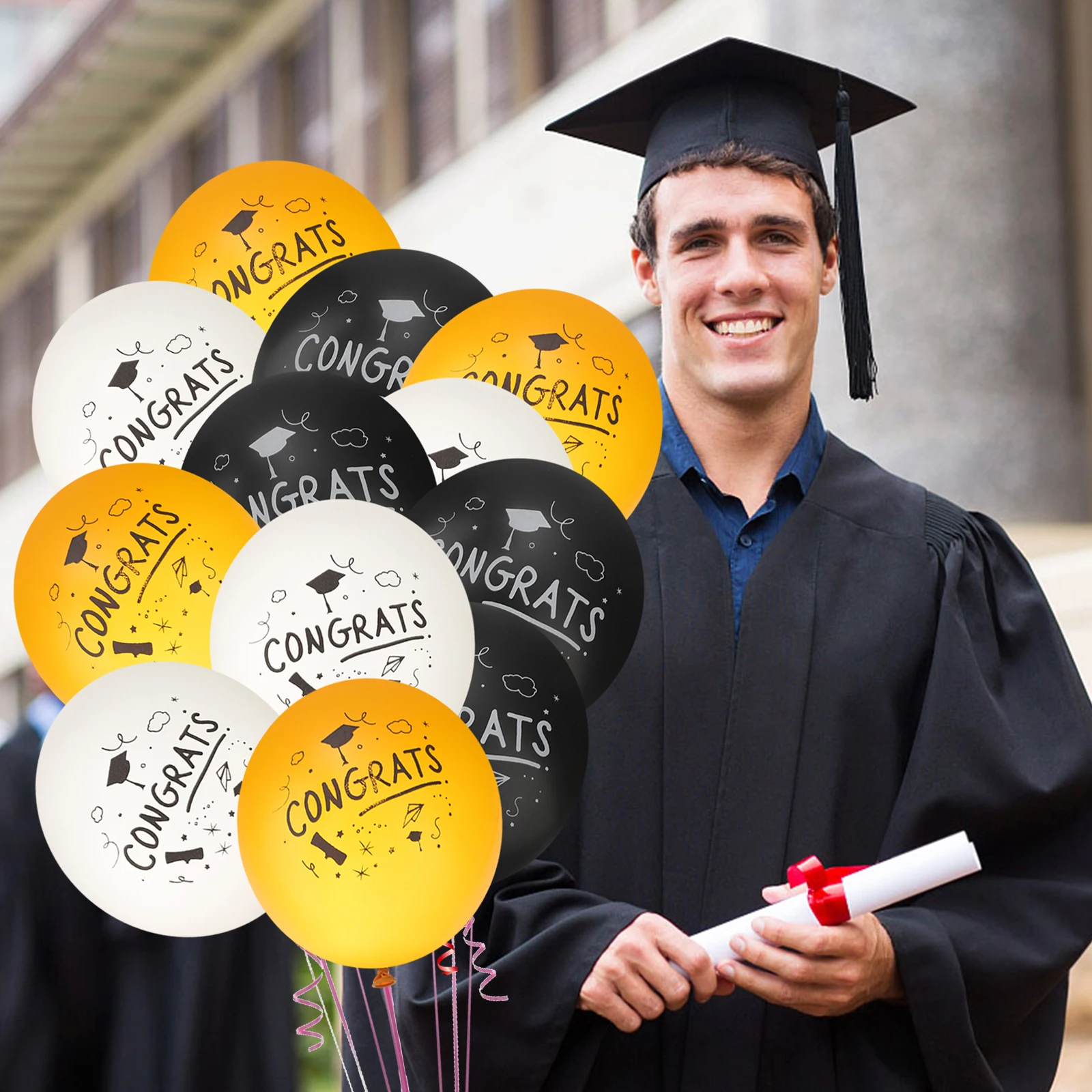 

12pcs Graduation Balloons Set Latex Decor Supplies Party Kit Celebrations Event Party Decoration Supplies Accessories Festive