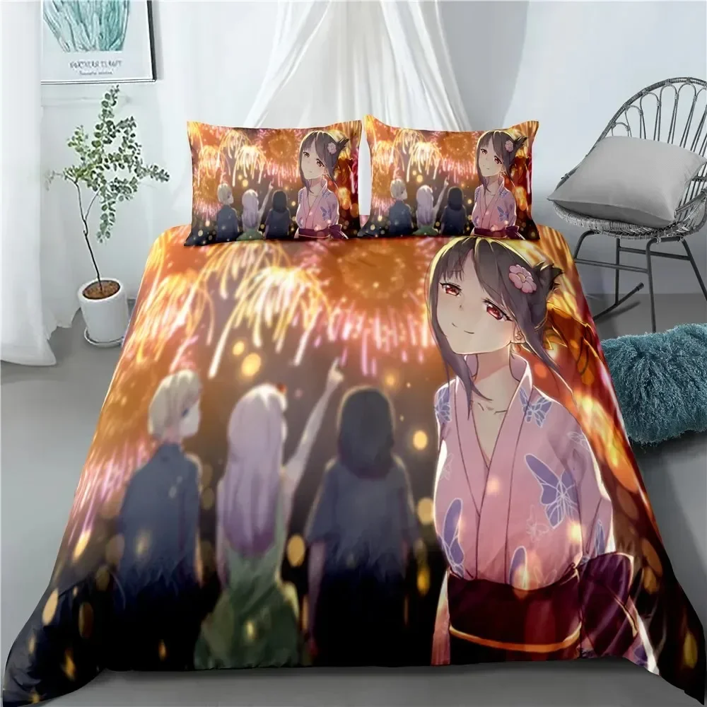 Anime Kaguya-sama Love is War Miyuki Shirogane Bedding Set Boys Girls Twin Queen Size Duvet Cover Pillowcase Bed Kids Adult