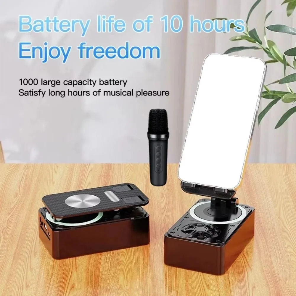 

4-in-1 Phone Holder Stand Anti-Slip Pads Foldable Wireless Bluetooth speaker 360° Rotating 3D Stereo Sound
