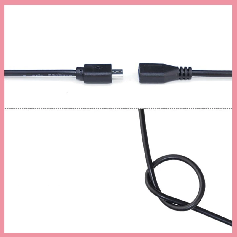 30CM 1pcs Micro USB 2.0 A Female Jack Android Interface 4 Pin 2 Pin Male Female Power Data Charge Cable Cord Connector B6