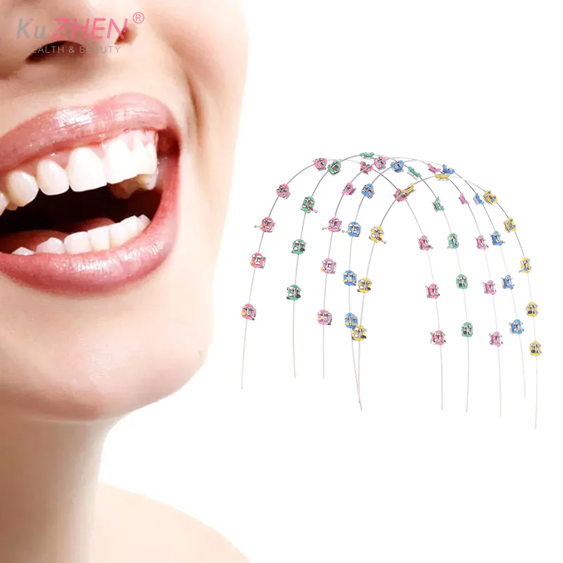 2Pc Split Type  Colorful Brackets With Hook Dental Fake Braces Temporary Tooth Decoration Dental Tool Temporary Tooth Decoration