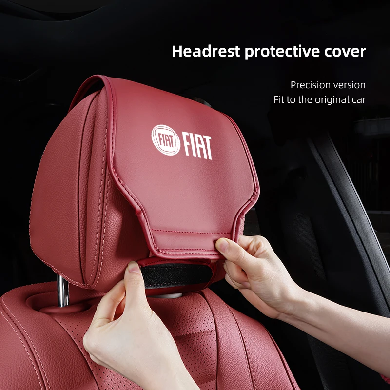 Auto Sitz Kissen Abdeckung Auto Kopfstütze Schutzhülle Für Fiat Abarth 500e Panda Tipo FR Argo Freemont Viaggio Bravo Punto Doblo