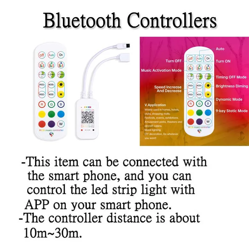 Led strip controlador, wi-fi, bluetooth, telefone inteligente, controle sem fio, fita de luz rgb, smd 2835 5050