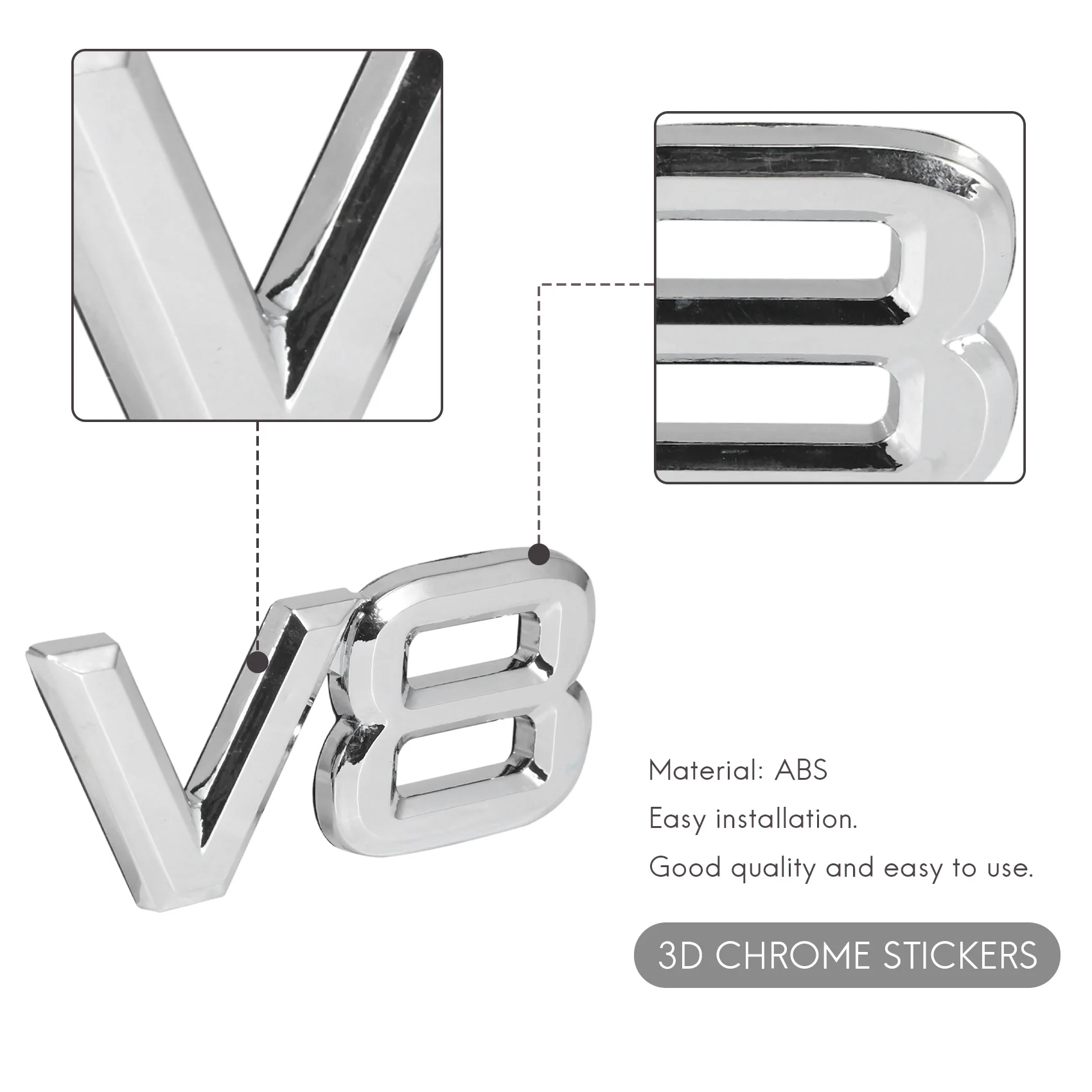 7.5X3.5Cm Auto V8 Stickers 3d Chrome Sticker Badge Embleem