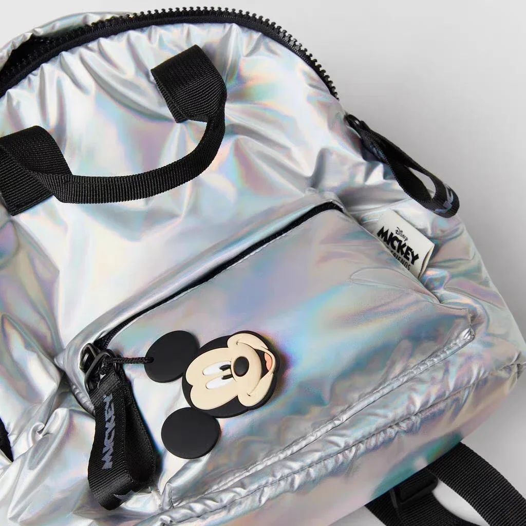 Disney Silver Backpack For Children Girl Boy Kindergarten Schoolbag Kids Fashion Disney Mickey Bag Accessory Back Pack