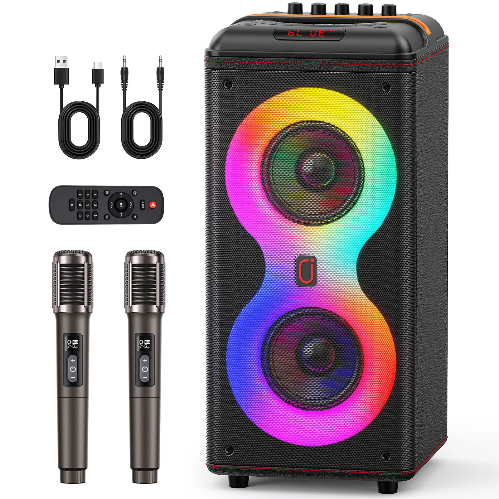 

Портативная Bluetooth-колонка FanFun T39 500W RMS для вечеринок, беспроводная, 8000 мАч, мощный звук, большие динамики, два 6,5-дюймовых сабвуфера