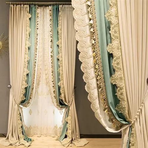 

French Luxury Imitation Customized American Luxury Curtains for Living Room Bedroom Stitching Lace Curtains Blackout Curtains