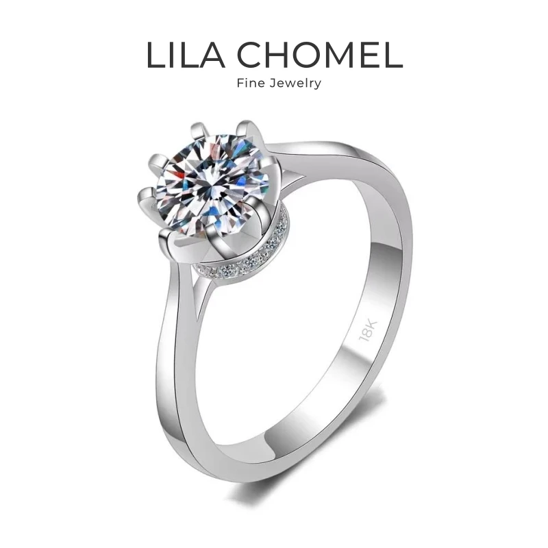 

Engagement 18K White Gold Women Wedding Band 1CT Moissanite Diamond Rings Girlfriend Birthday Gift PT950 Platinum Fine Jewelry