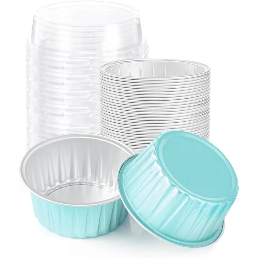 

25PCS Round Mini Loaf Pans with LidsMini Cake Pans with Lids Disposable Ramekins Baking Cups Muffin Tins Cupcake Cups for Weddi
