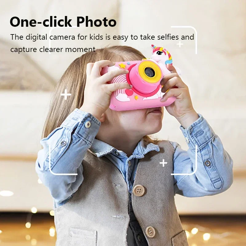 Digital Camera Dinosaur Animal Shark Unicorn Mini Children Cameras Toy Pictures Videos Play Games Cartoon Cameras Christmas Gift