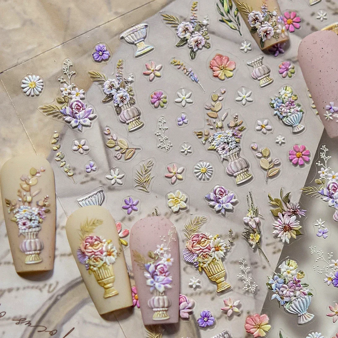 สีขาวสีดําทองปีก Feather Angel ผีเสื้อ Bowknot ดอกไม้กรอบ Moon Star Pearl Rhinestones สติ๊กเกอร์เล็บสติ๊กเกอร์เล็บ