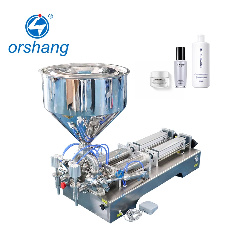 

Orshang Factory Price Electric Semi Automatic Cream Oil Jam Peanut Butter Paste Liquid Soap Shampoo Honey Filling Machine Bags