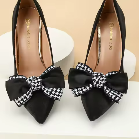 high heel shoe charms for women shoe decorations black grid accessories for heel bridal shoes clips accessories heel ornaments