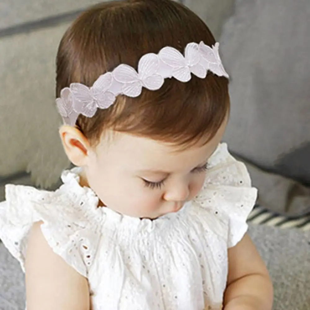 Photography Props Headwear Butterfly Cloth Lace Spring Headdress Baby Elastic Headband Infant Hairband Korean Style Hair Hoop