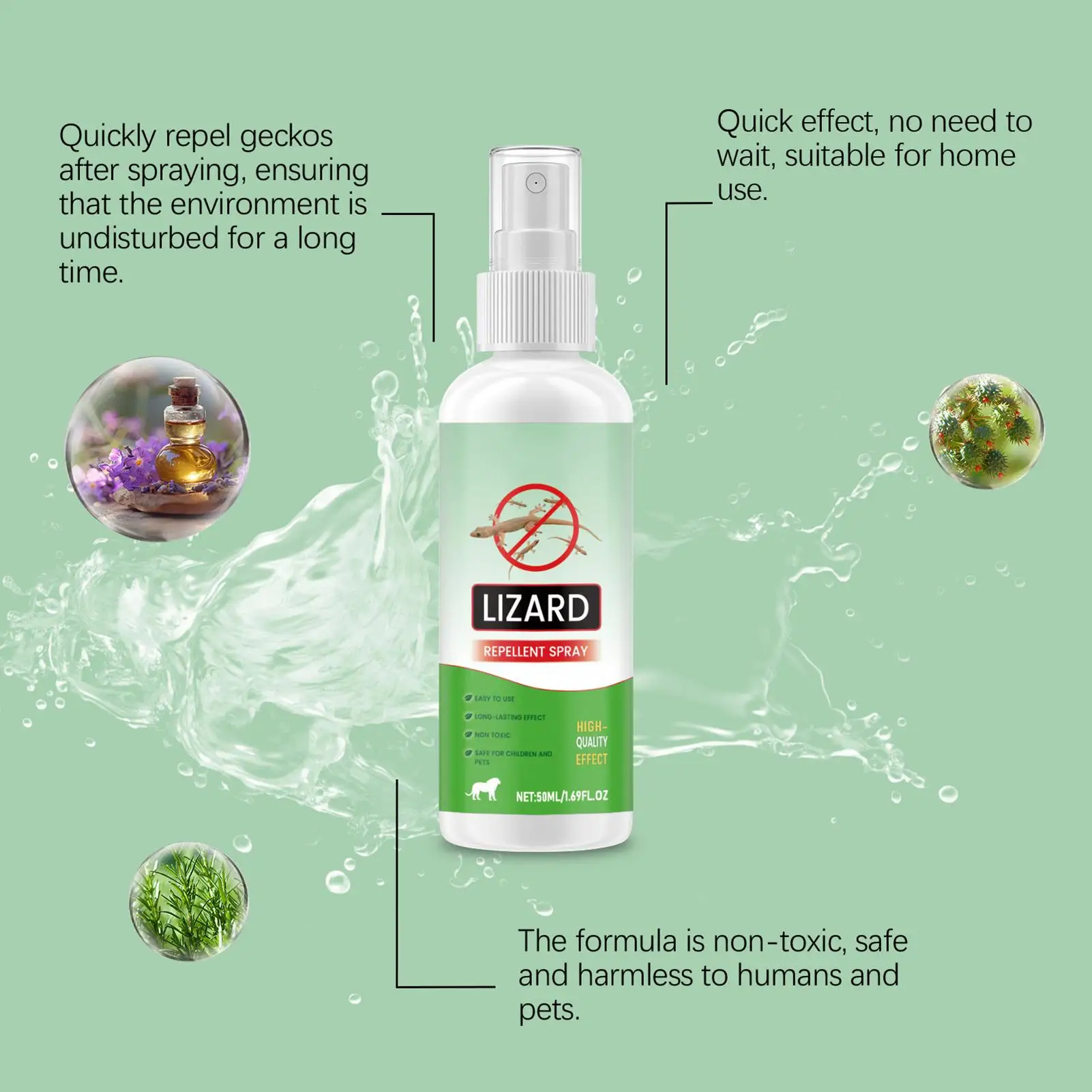 Gecko Repellents Spray 50ml Lizard Repellents Lavender Oil Gecko Spray Deterrents Control Repel Repeller Natural for Home