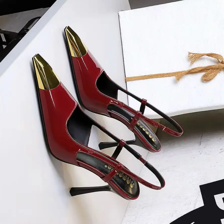 

Удобная женская обувь, босоножки на остром каблуке, лето 202, костюм с неглубоким носком, женский бежевый ретро-новый костюм на шпильке для девочек, черный весенний цвет