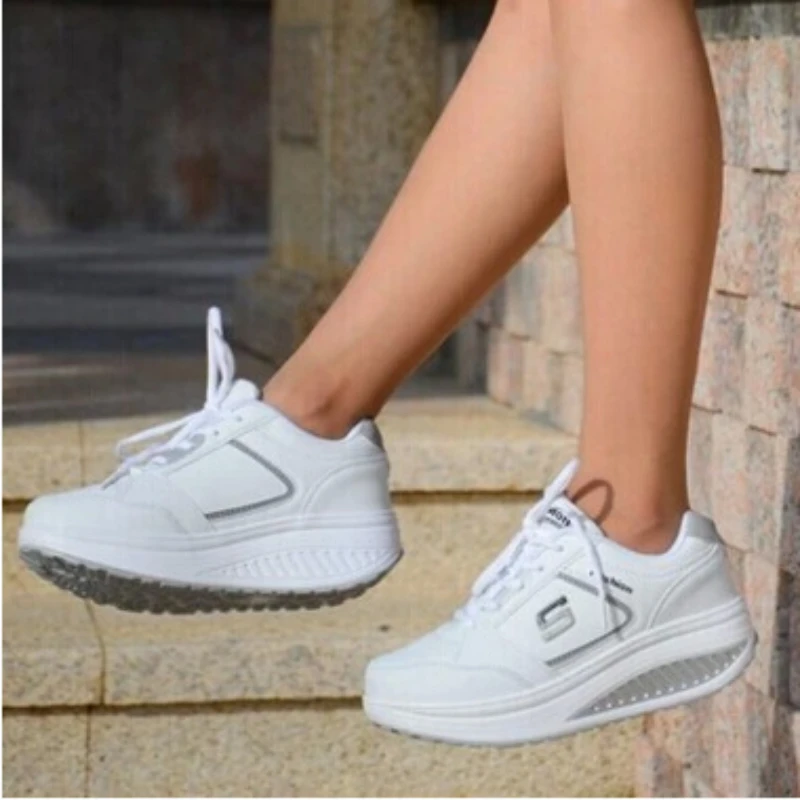 Ladies White Sneakers Platform Wedge Tennis Woman Fashion Mujer Basketball Femme Casual Shoes Summer Footwear Women\'s Round Head