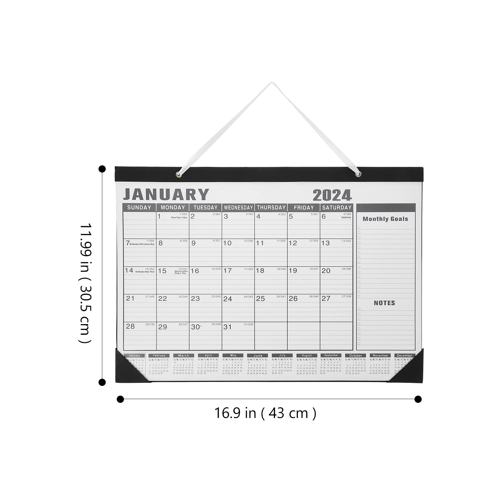 

2024 Wall English Hanging Memo Noting Function Sturdy Room Wall Calendar Home Office Supplies Monthly Planner Printing Products