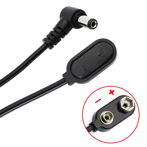 Imagen 2 del producto Pedal de efecto 9V Clip de batería Convertidor Cable de alimentación Conector a presión Alimentación CC 5.5*2.1 Macho 90 °   Conector de ángulo recto, accesorios para guitarra