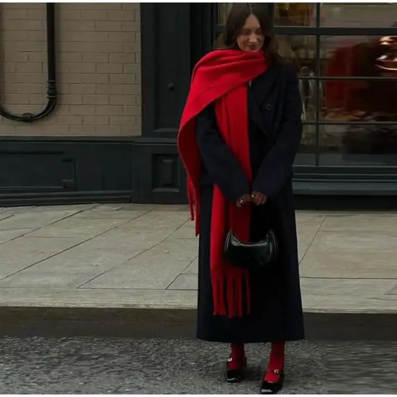 

2025 Latest Women'S Fall Winter Long Scarf Red Green Christmas Scarf Style Warm Soft Chunky Wrap Shawl Scarves