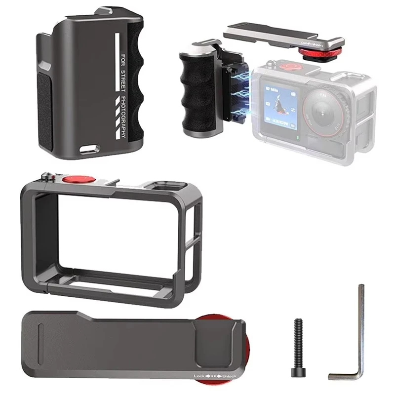 Super Sale For DJI Action 3/4/5 Pro Handle Grip Street Photography Camera Component Aluminum Accessories Handle Expansion Kit