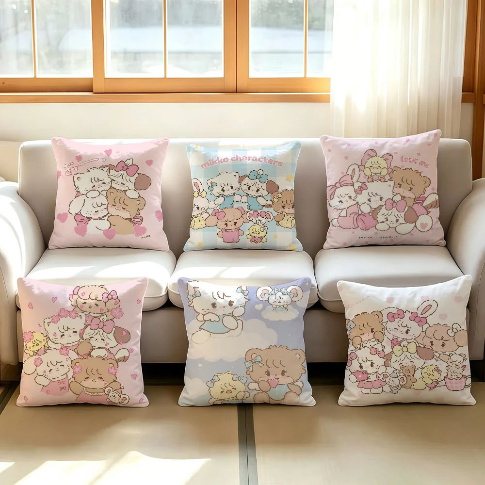 Cartoon cute M-Mikko cushion cover Comfortable Decorative For Bedroom Living room Dormitory Picnic and Holiday Decoration