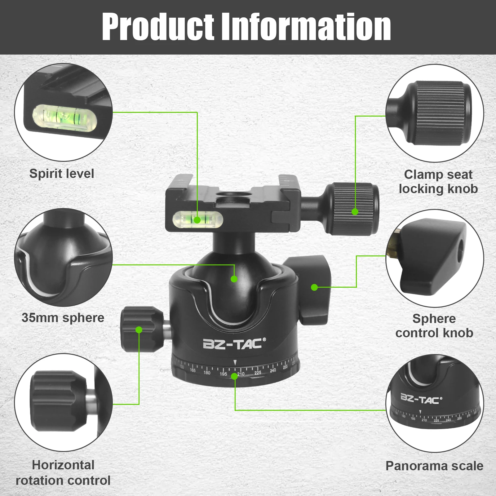 Tripod Ball Head Camera Tripod Ball Head Mount 35MM Ball All Metal Panorama Ball Head for DSLR Camcorder Hunting Shooting