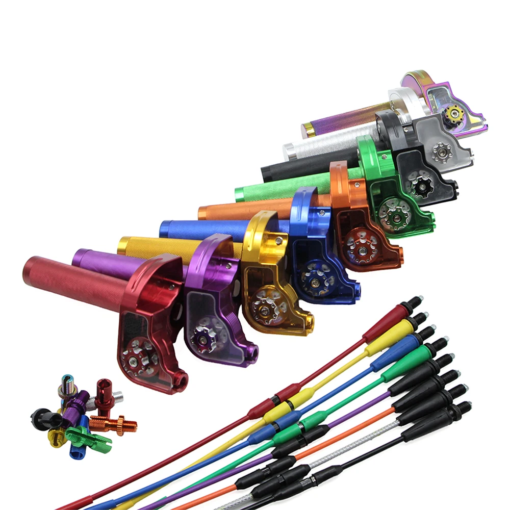 7/8'' 22mm CNC Throttle Accelerator Quick Twist Grip Adjustable Throttle Cable Kit For Motorcycle Dirt Pit Bike Scooter Quad ATV